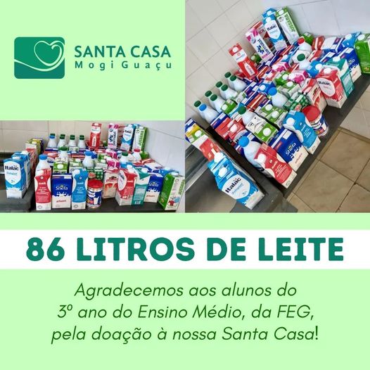 Campanha do 3o ensino médio doa leite a Santa Casa